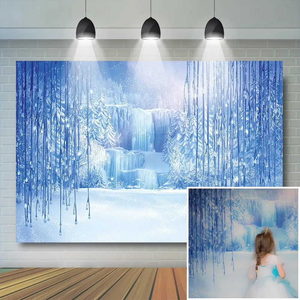 

Girls Fairytale Ice Castle Birthday Backdrops Baby Winter ONE-derland Photoshoot Background Princess Custom Name Birthday Decor