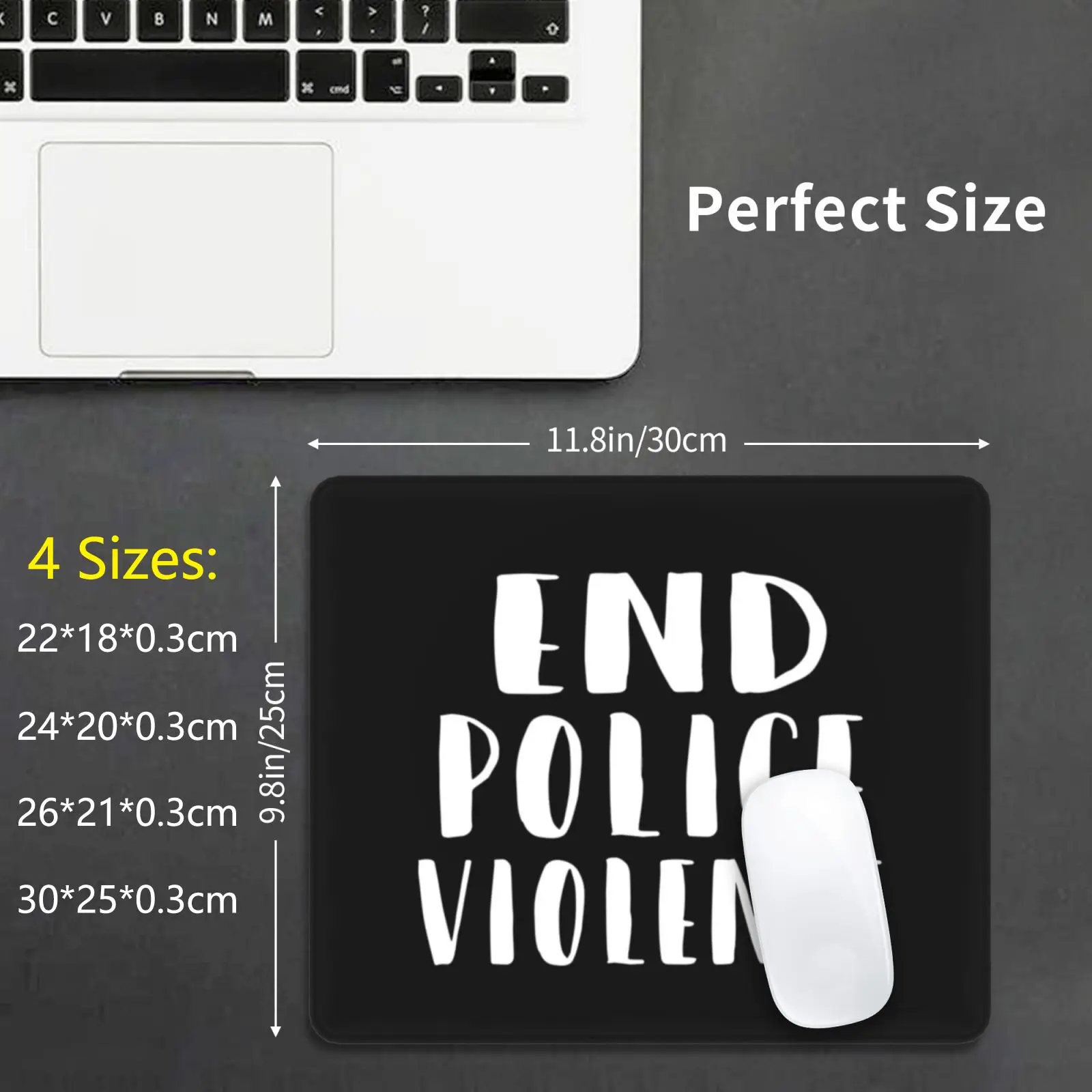 End Police Violence Handlettering White Text Of Black Background * * * Mouse Pad DIY Print Black Lives