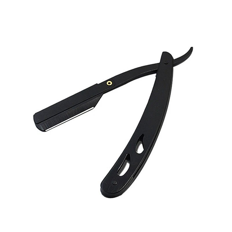 Maquinilla de afeitar de barbero para hombres, herramientas de peluquería, afeitadoras y cuchillas, cuchillo de afeitar plegable negro antiguo