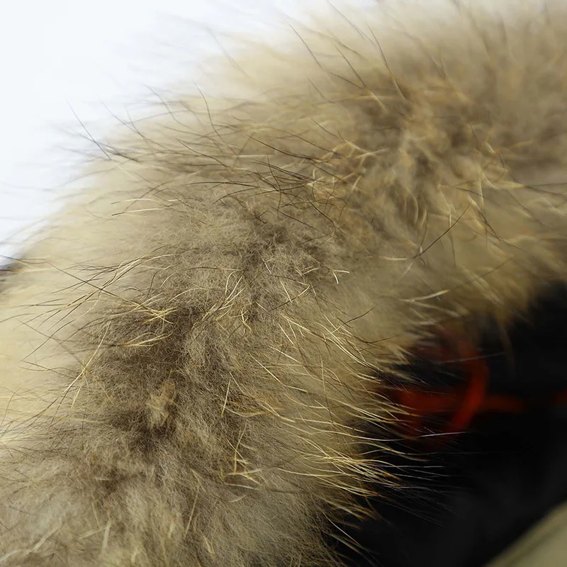 Men's Fashion Casual Down Jacket Mid-length Thick White Duck Down Winter Warm Hooded Large Fur Collar Jacket