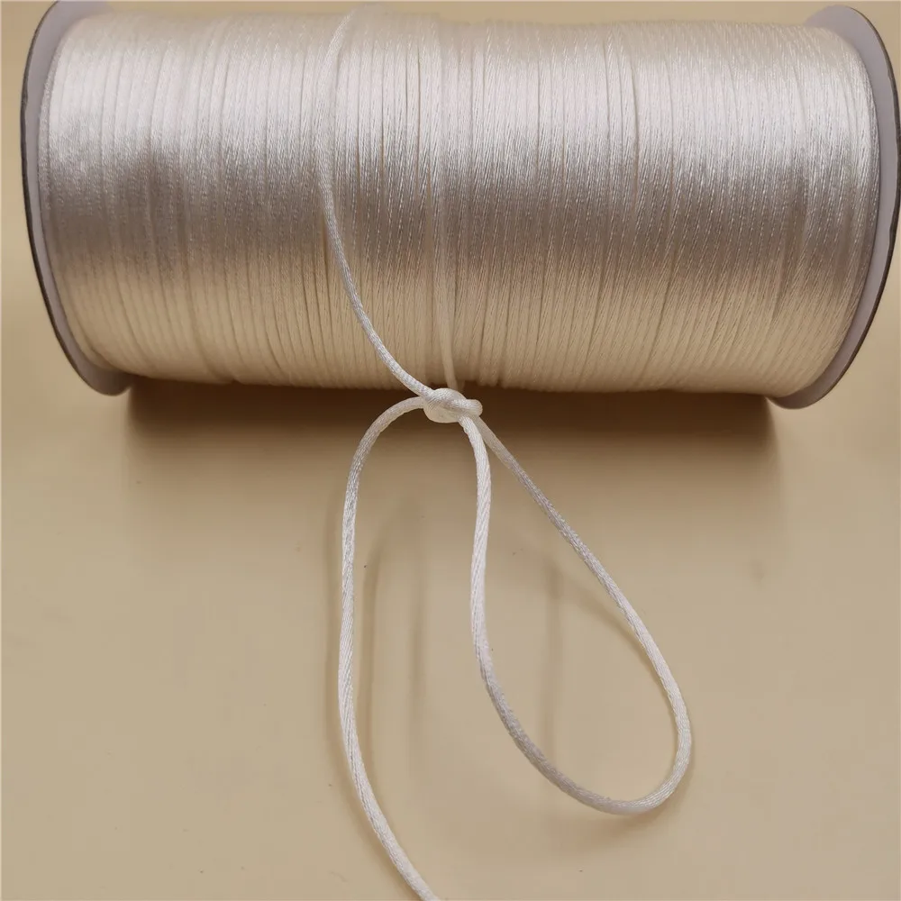 2mm White Chinese Knot Line Cord Silk Satin Cord Nylon Cord DIY String Necklace Bracelets Cord 10meters loose lot