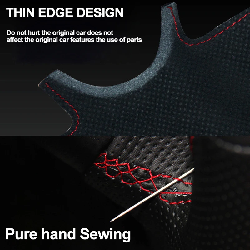 HuiER Hand Sew Car Steering Wheel Cover For Audi TT TTS (8J) 2006-2013 2014 A3 S3 (8P) Sportback 2008 2009 2010 2011 2012