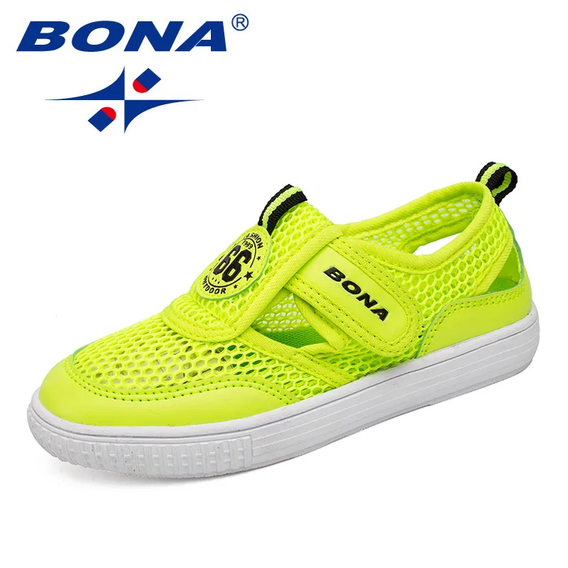 BONA 2022 New Designers Popular Light Sneakers Children Luxury Brand Mesh Breathable Shoes Kids Non-slip Casual Shoes Child Soft