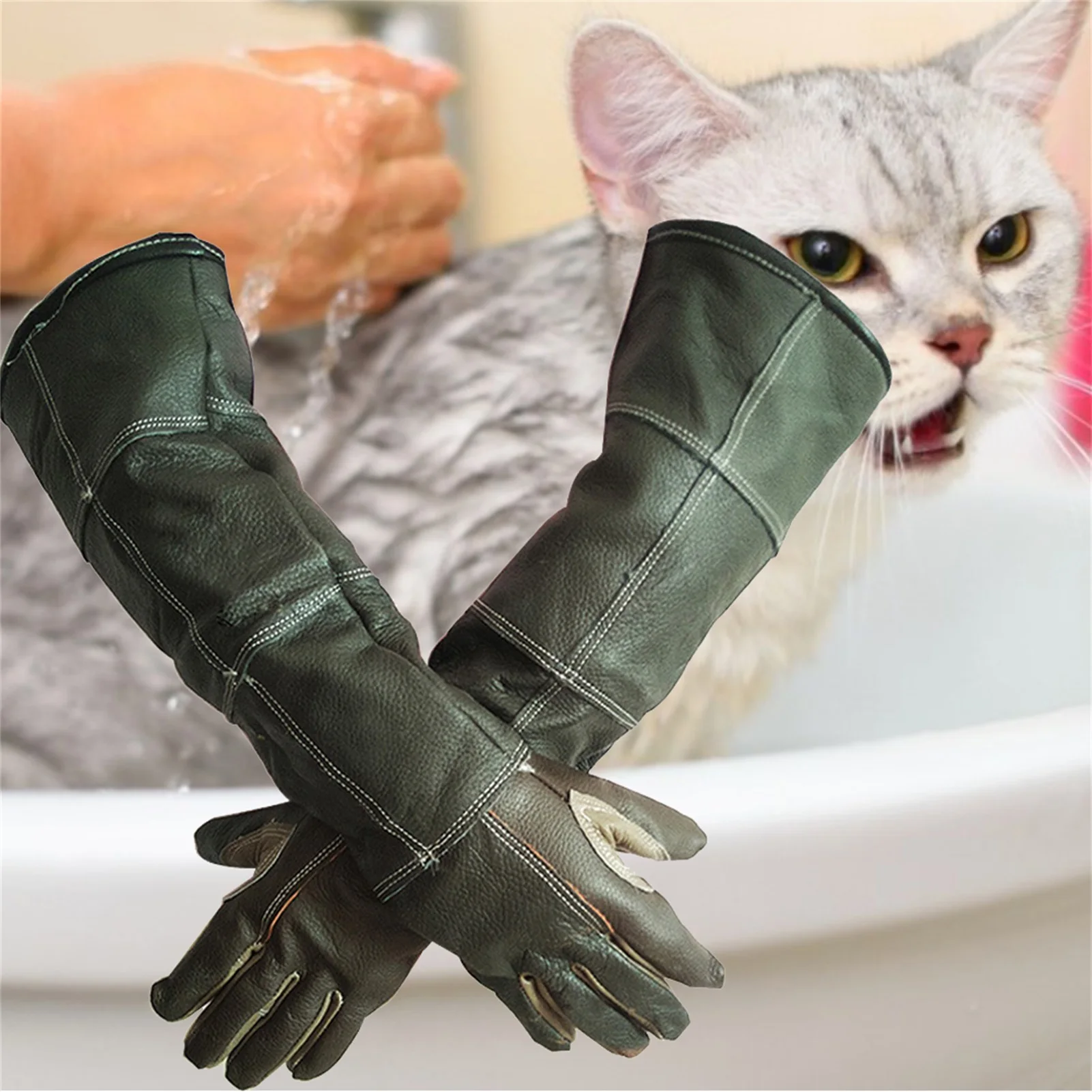 Pet Gloves Leather AntiGrasping Anti Bite Protective Gloves For Cat Dog And Gardening Work Gloves Pets Training Excitement