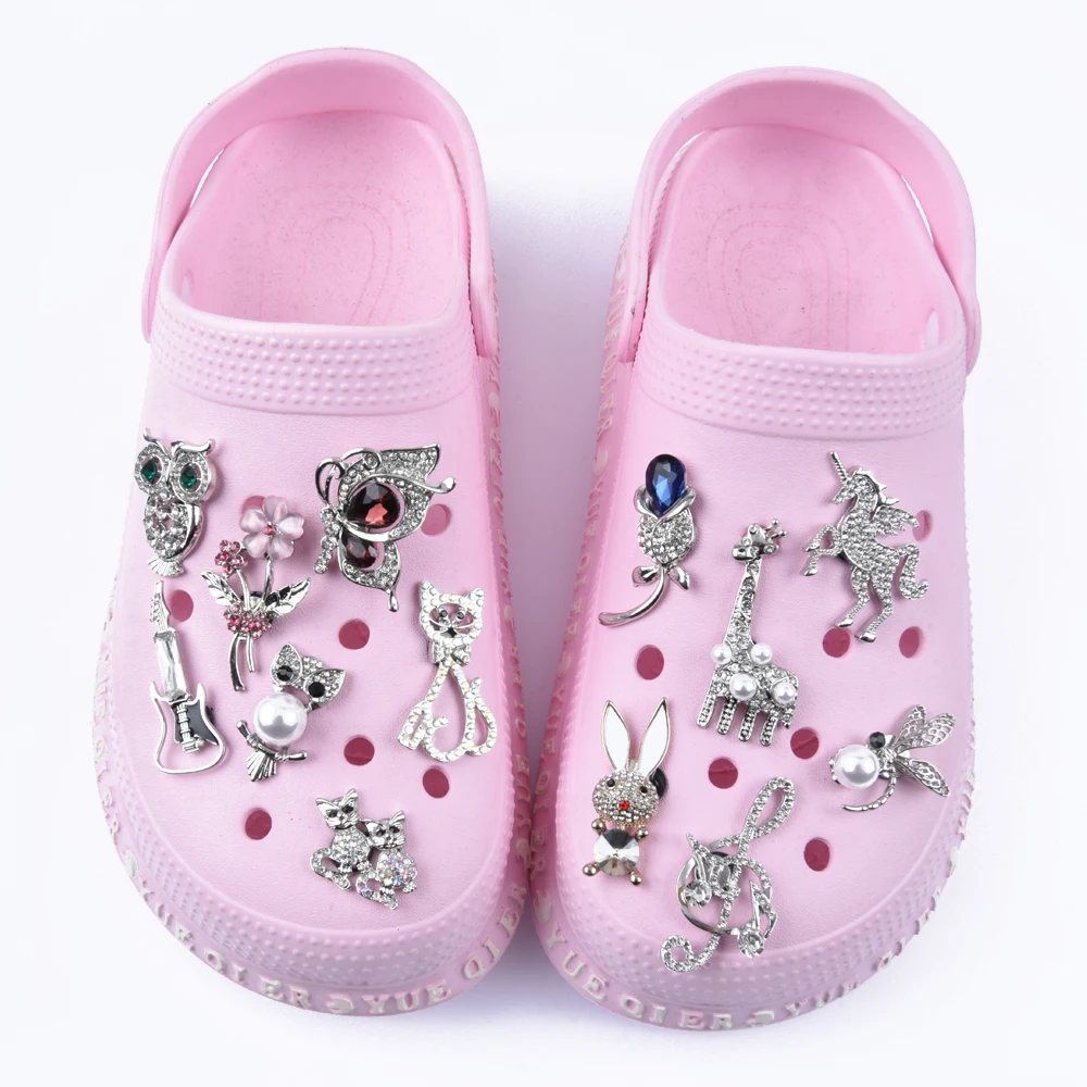 New Arrival High Quality Bling Metal Shoe Charms Rhinestone Cat Fish Shoes Decorations Shiny Music Bracelet Accessories