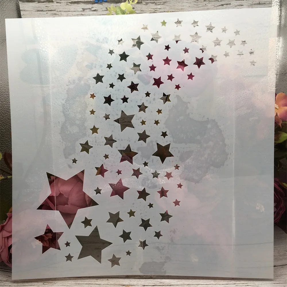 30*30cm Stars Waterfall Night DIY Layering Stencils Painting Scrapbook Coloring Embossing Album Decorative Template