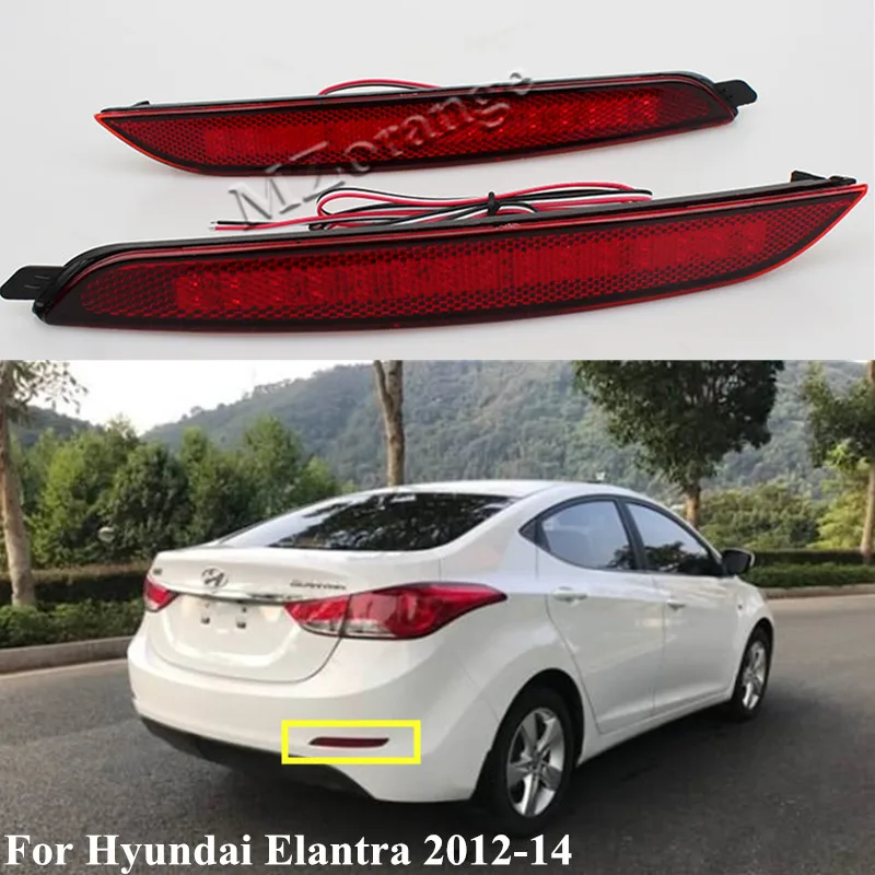 

2Pcs LED Rear Bumper Reflector Light For Hyundai Elantra 2012 2013 2014 Stop Brake Tail Stop Light Fog Lamp Car Lights Accessory