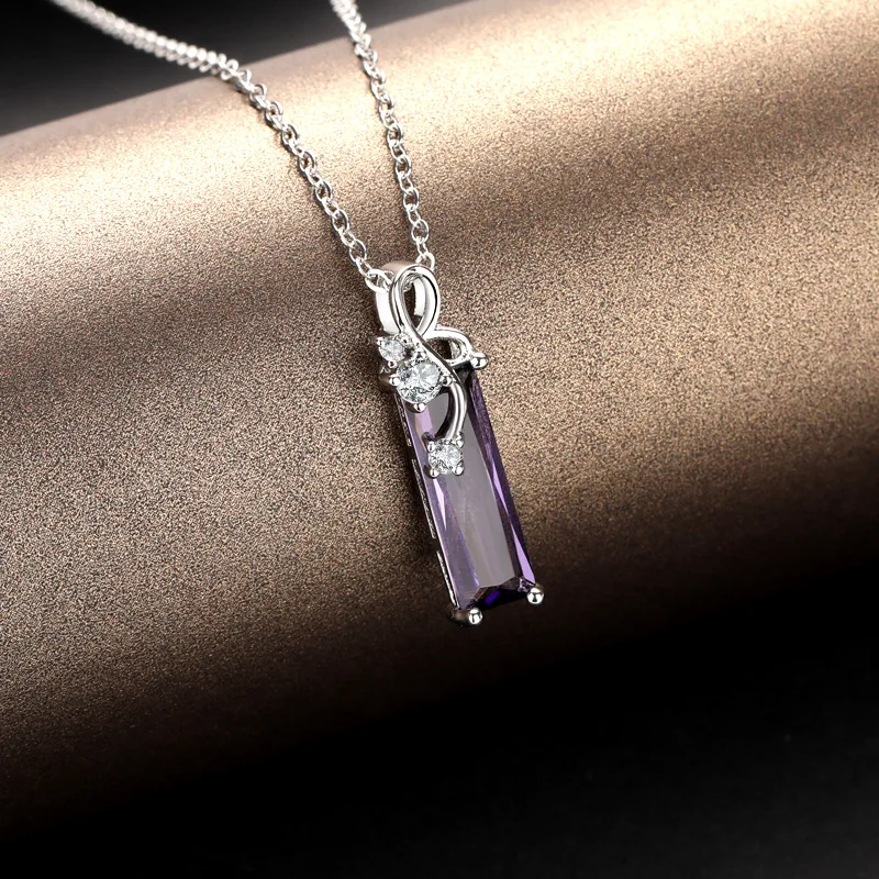 Real S925 Sterling Silver 45cm Necklace Pendant Women Lock Chain Purple Natural Amethyst Jewelry Colgante De Pierscionk Jewelry