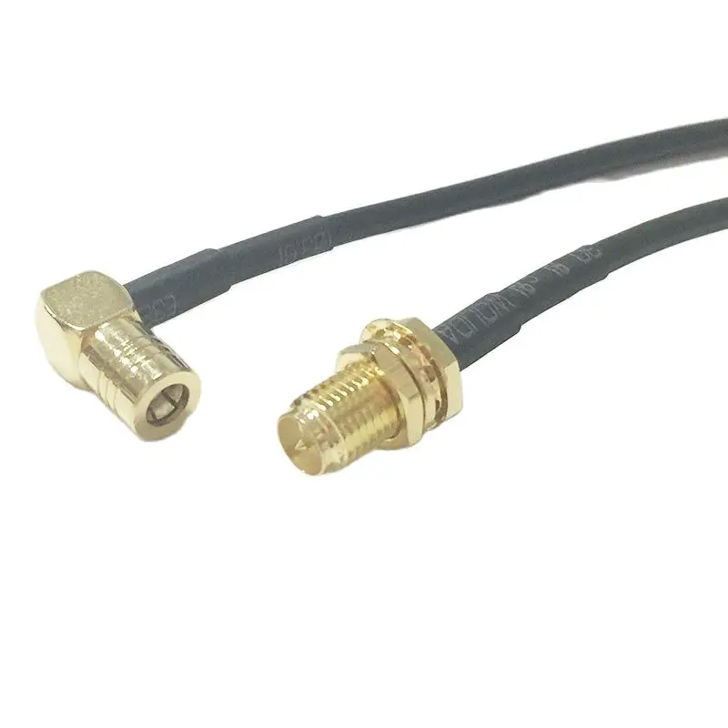 Kabel Konversi Modem RP-SMA Female Nut Switch SMB Jack Konverter Sudut Kanan RG174 Pigtail 20CM 8 Inci