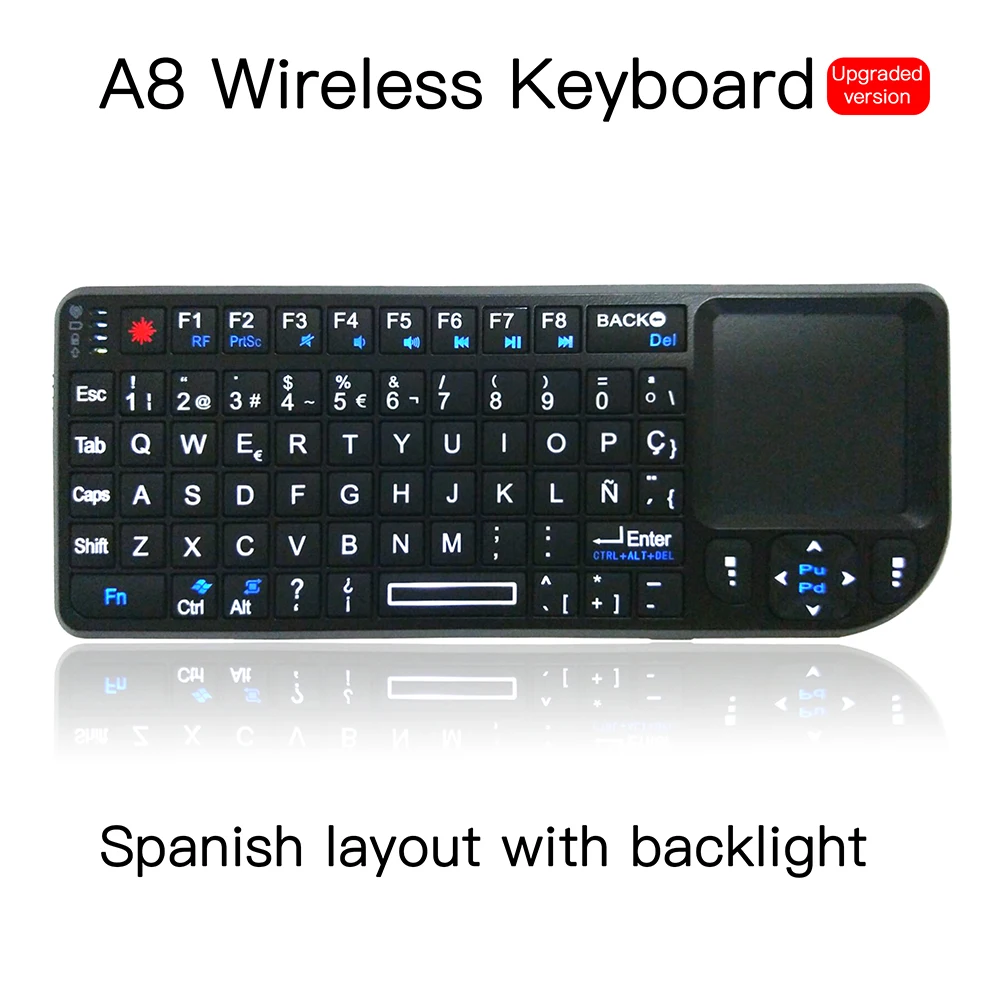 Mini Wireless Spanish keyboard with Touchpad Backlit Handheld For Android TV Box Notebook Mini Pc