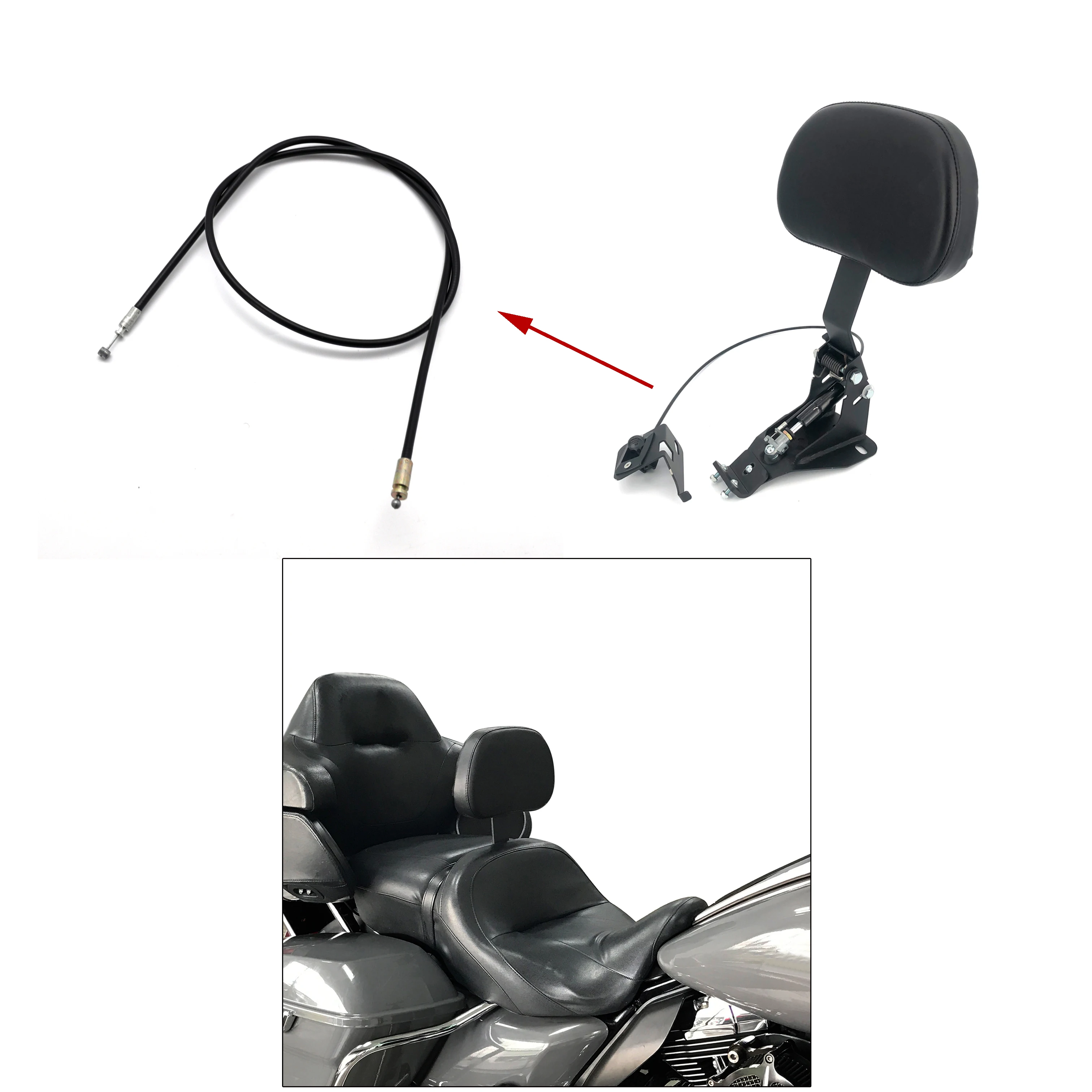 Detachable Backrest Hardware Mounting Kit Hydraulic Adjustment rope For Harley-Davidson Street Glide Road Glide 2009-2023