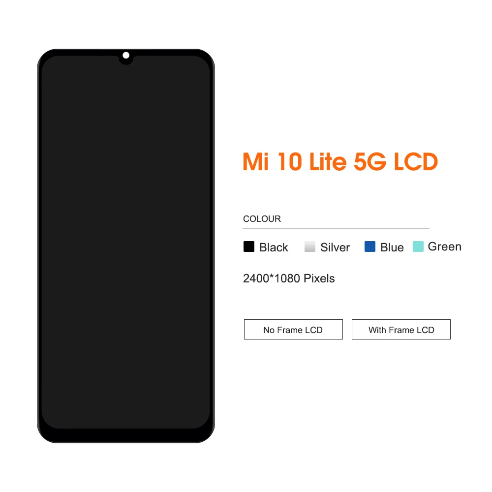 Prueba de 100% para Xiaomi Mi 10 Lite 5G pantalla LCD MONTAJE DE digitalizador con pantalla táctil con marco para Xiaomi mi10 lite M2002J9G