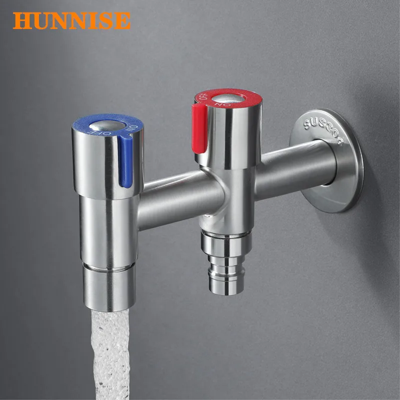 Washing Machine Faucet Double Function Washing Machine Mixer Tap SUS Stainless Steel Garden Bibcock Brushed Cold Mixer Faucets