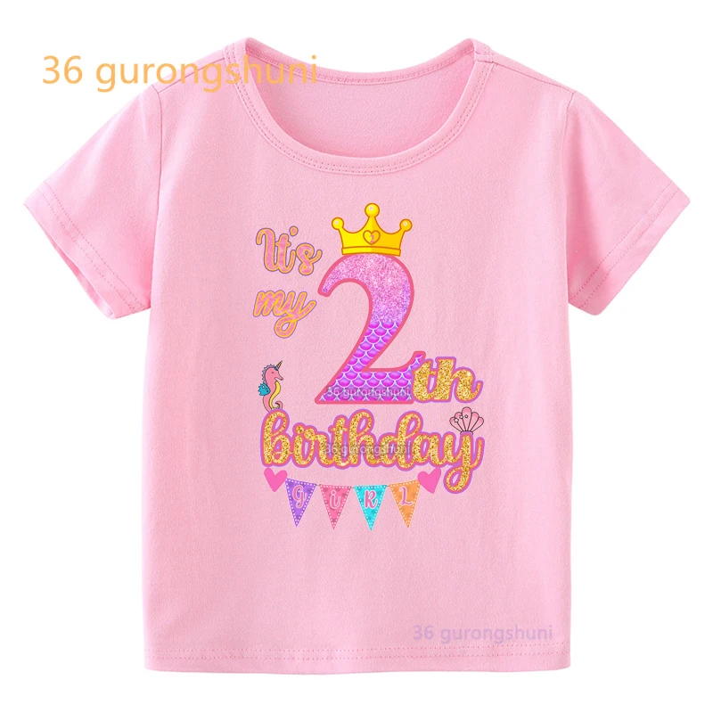 

Pink T Shirt For Girls Tops It’s My Birthday 2 3 4 5 6 th old years Graphic t shirts Children Kids Clothes Girl 8 To 12 clothing