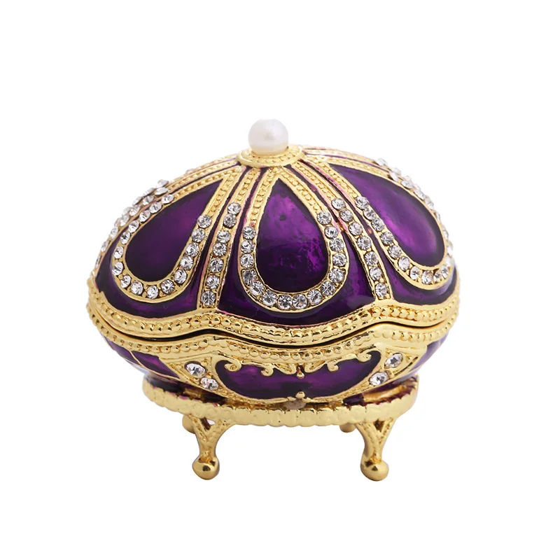 Handmade Enamel Easter Egg Jewel Case Home Furnishing Articles Clamshell Style Jewelry Storage Box