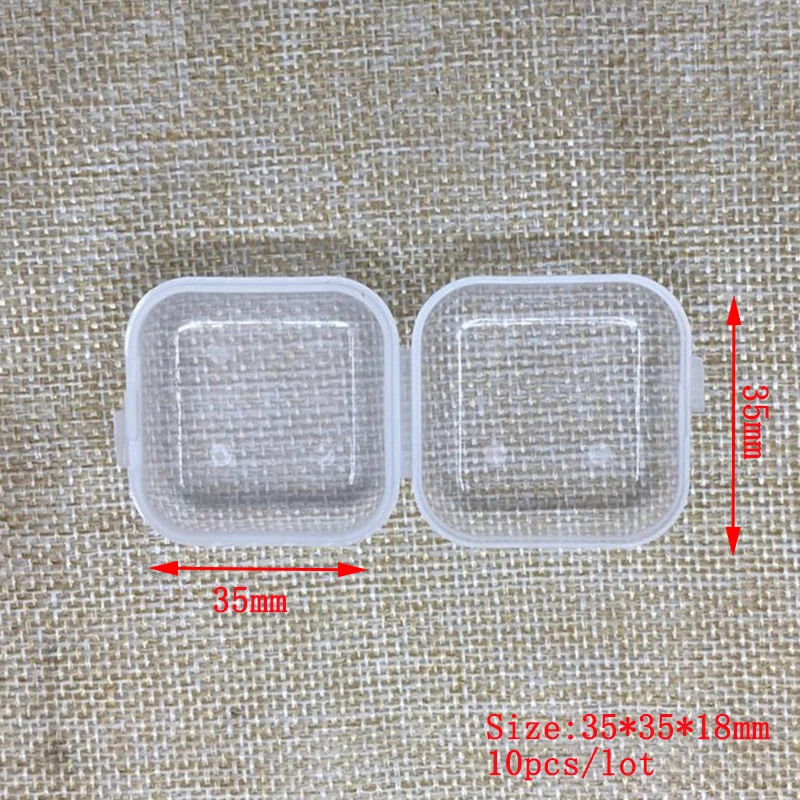 10pcs Plastic Box Earring Necklace Ring Jewelry Storage Case 35*35*18mm Flip Cover Accessories Organizer Collection Container