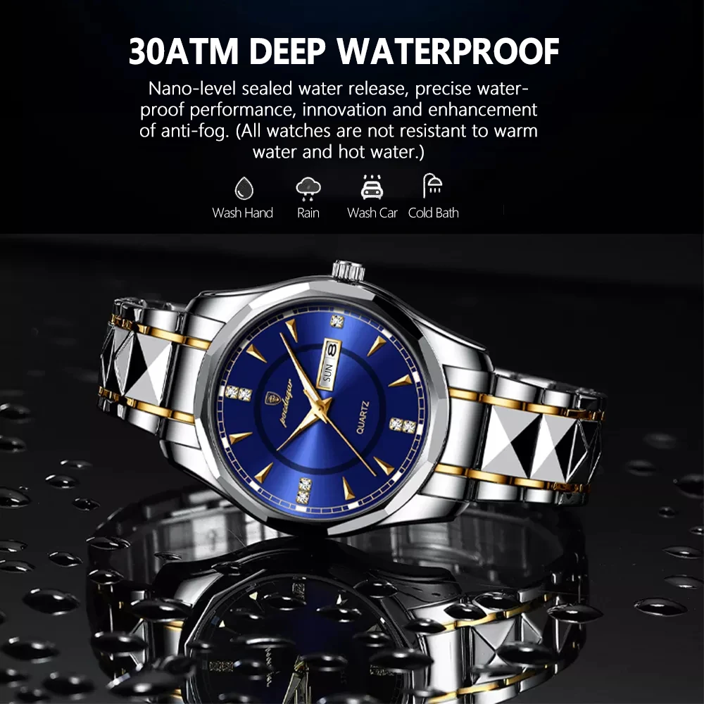 POEDAGAR Watch Luxury Quazt Men Watches Waterproof Luminous Date Man Wristwatch Fashion Sports Male Clock Box Gift