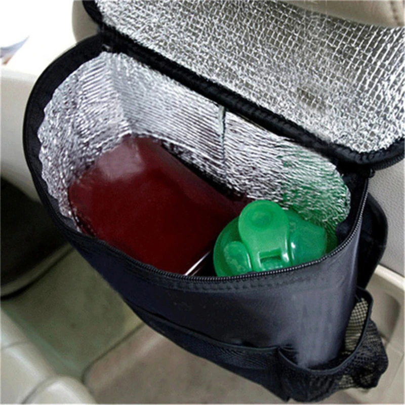 Auto Seat Back Multi-Pocket Ice Pack Bag Hanging Organizer Collector Storage Box Car Interior Accessories Black Stowing Tidying