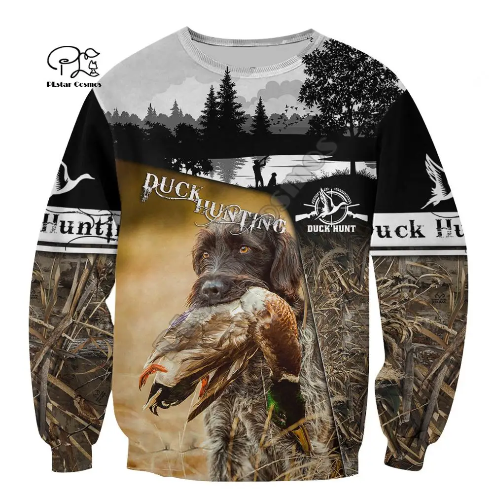 PLstar Cosmos Duck Hunting Animal Hunter Camo Tattoo Dog Tracksuit Pullover Streetwear 3DPrint Men/Women Autumn Funny Hoodies B3