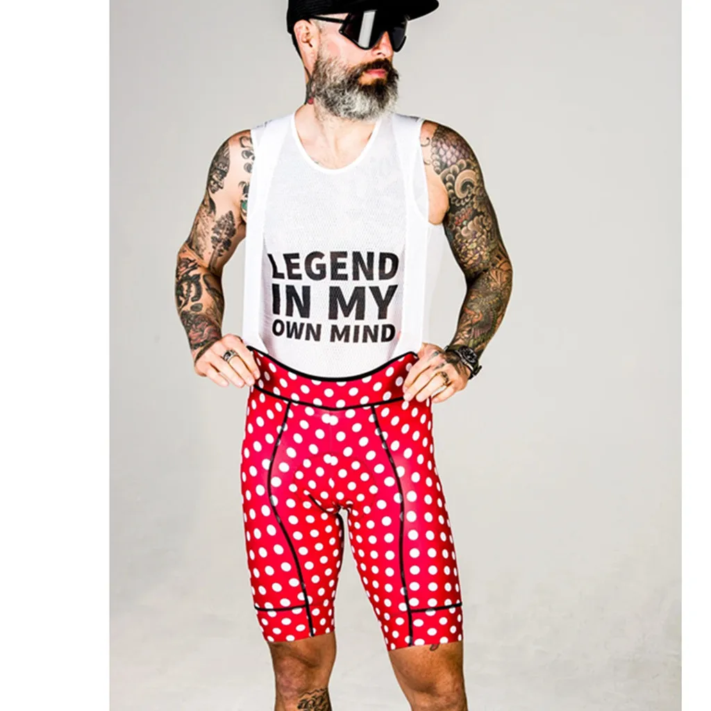 Summer Mens Pro Team Bicycle Bib Shorts White/Red Cycling Gel PAD Bib Pants LOVE THE PAIN Biker Shorts Culotte Ciclismo Hombre