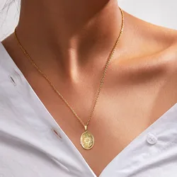 SKU Trendy Delicate Floral Oval Heart Locket Stainless Steel Pendant Necklaces for Women Photo Frame Promise Love Keepsake Gifts