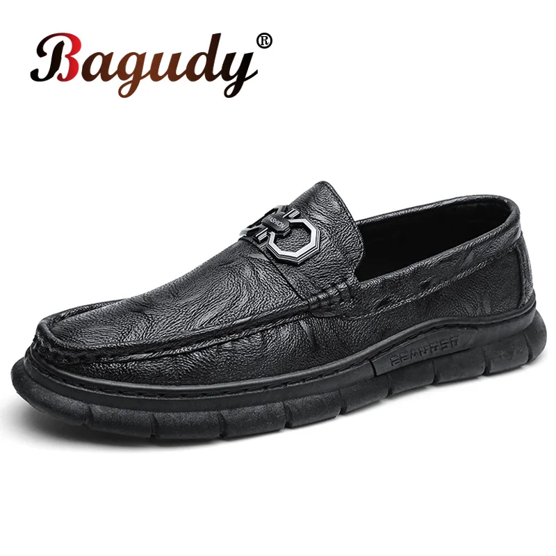 Breathable Men's Soft Leather Casual Shoes Comfortable Flats Man Dress Shoes Men Fashion Driving Loafers Non-slip Oxfords Shoes