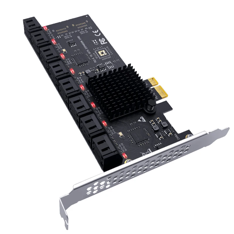 Chia Mining SATA PCIe Adapter 16 Port SATA III to PCI Express 3.0 X1 Controller Expansion Card ASM1064 + JBM575 Chip Add On Card