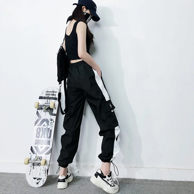 2022 cargo pants summer women High waist pants loose joggers pants streetwear punk black capris trousers Korean Harem Pants