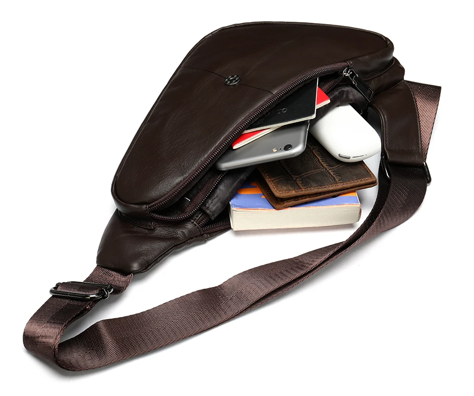 Mochila Vintage de cuero genuino para hombre, bandolera de un solo hombro, para montar al aire libre