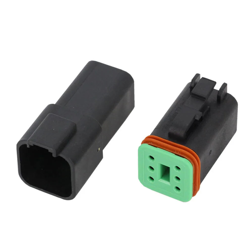 Black 5 Sets 6-Pin Waterproof DT Connectors DJ3061Y-1.6-11/21 DT04-6P DT06-6S Electrical Wire Connector Plug 22-16AWG