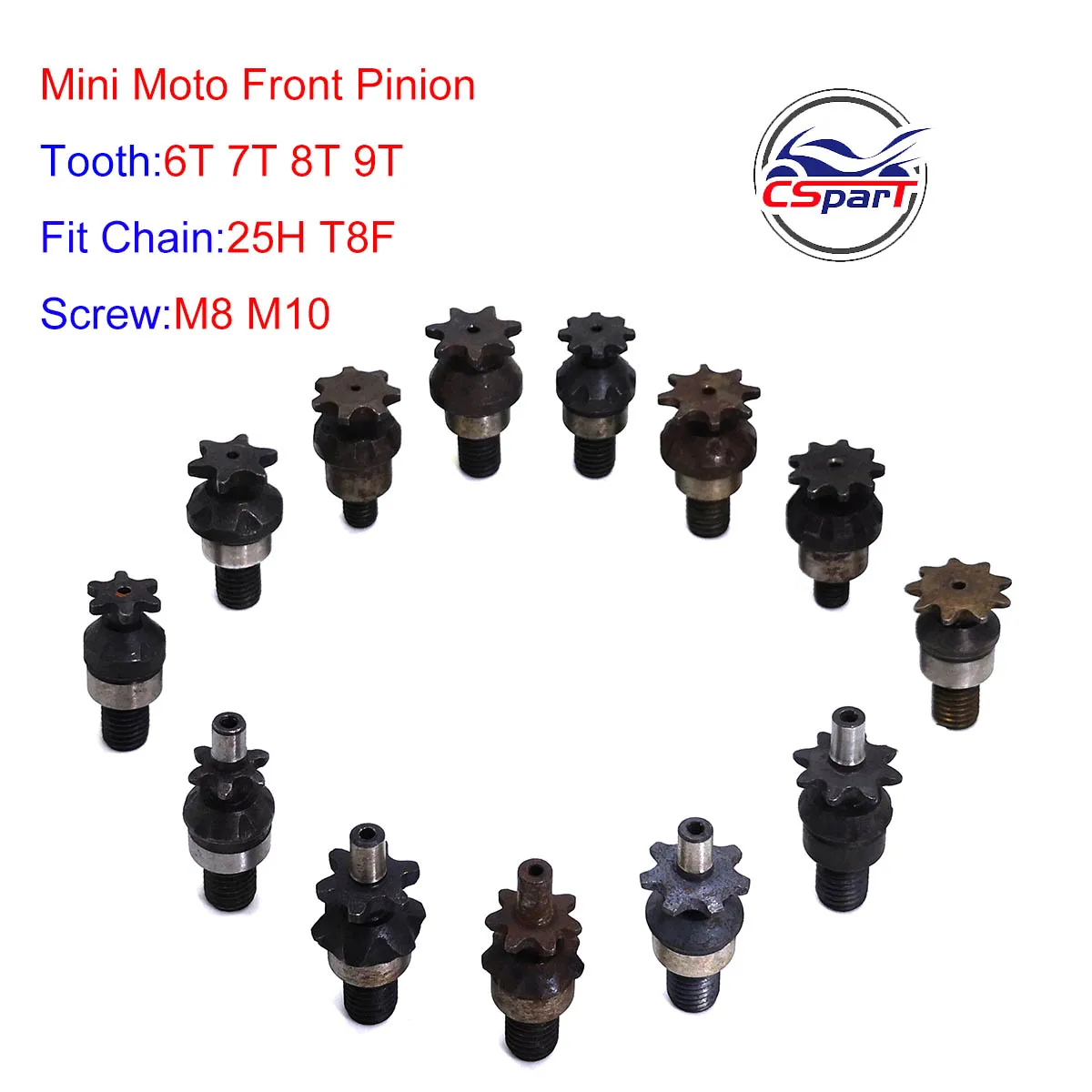 6T 7T 8T 9T 25H T8F M8 M10 Chain Clutch Gear Box Front  Sprocket For 2 Stroke 47cc 49cc Engine Pocket Bike Mini Moto ATV Quad