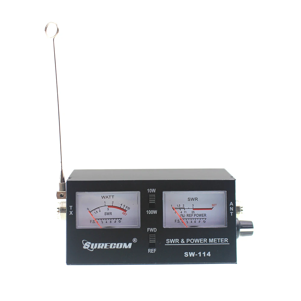 Surecom SW-114 100 W SWR/RF/Feldstärke-Test-Leistungsmesser für relative Leistung, 3-Funktions-Analog mit Feldstärkeantenne