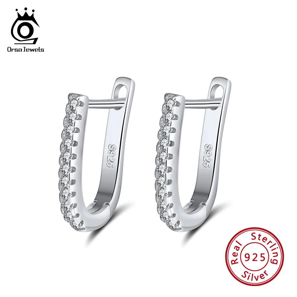 

ORSA JEWELS Real 925 Sterling Silver Women Hoop Earrings Small Circle 12 MM Silver Color Trendy Female Wedding Jewelry SE118