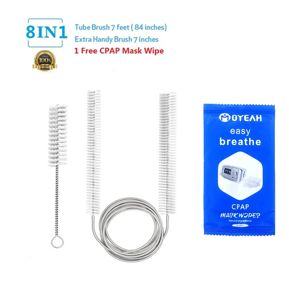 

MOYEAH CPAP Cleaning Brush For Mask Hose Cleaner Brushes Kit with 1pc Sanitizing Wipe Clean Supplies For 22mm&19mm Diameter Tube