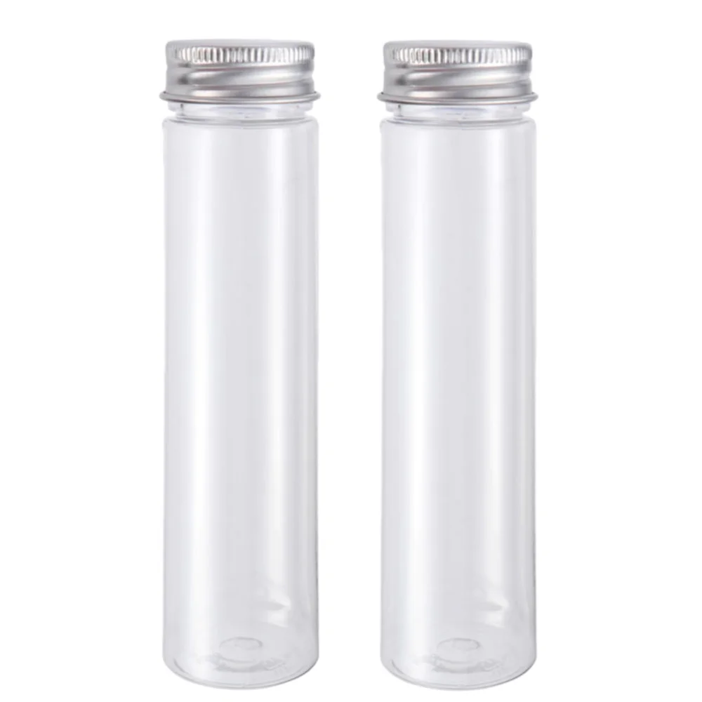 2pcs Flat-bottomed Plastic Clear Test Tubes with Screw Caps Candy Cosmetic Travel Lotion Containers 110ml