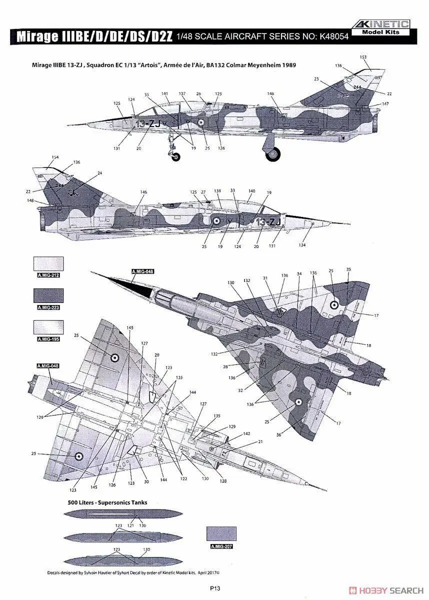 Kinetic 48054 1/48 Mirage III BE/D/DE/DS/D2Z Two seat Trainer/Attacker