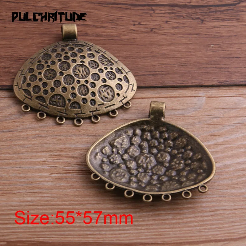 PULCHRITUDE 1pcs 55*57mm Two Color Zinc Alloy Vintage Big Shell Connectors Pendants Jewelry Making DIY Handmade Craft