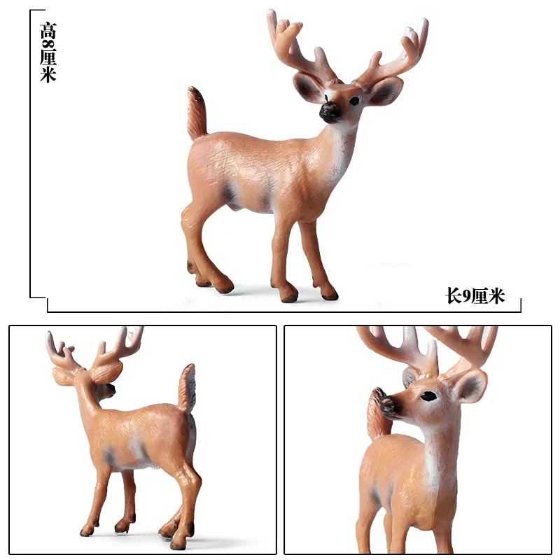 Dziki model zwierzęcia łoś bożonarodzeniowy Whitetail jeleń Sika jeleń lalka renifera figurka kolekcjonerska figurki dla dzieci zabawki Home Decor