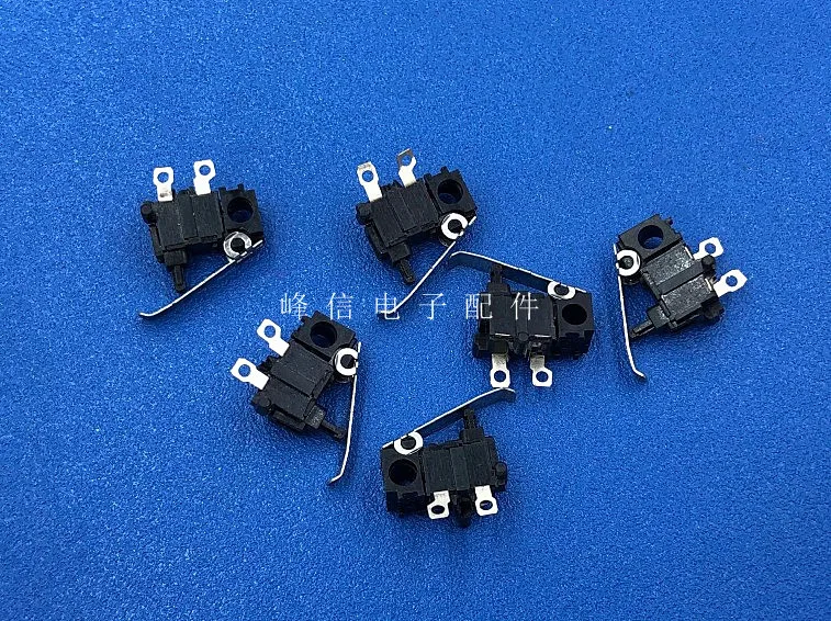 5Pcs Silent small micro stroke limit switch light touch detection switch micro motion with pressure handle normally open 2 feet