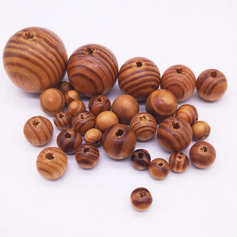 Straight Hole Pine Wood Beads Natural Eco-Friendly Spacer Loose Beads DIY Bracelet Necklace Making Crafts Jewelry Accessories
