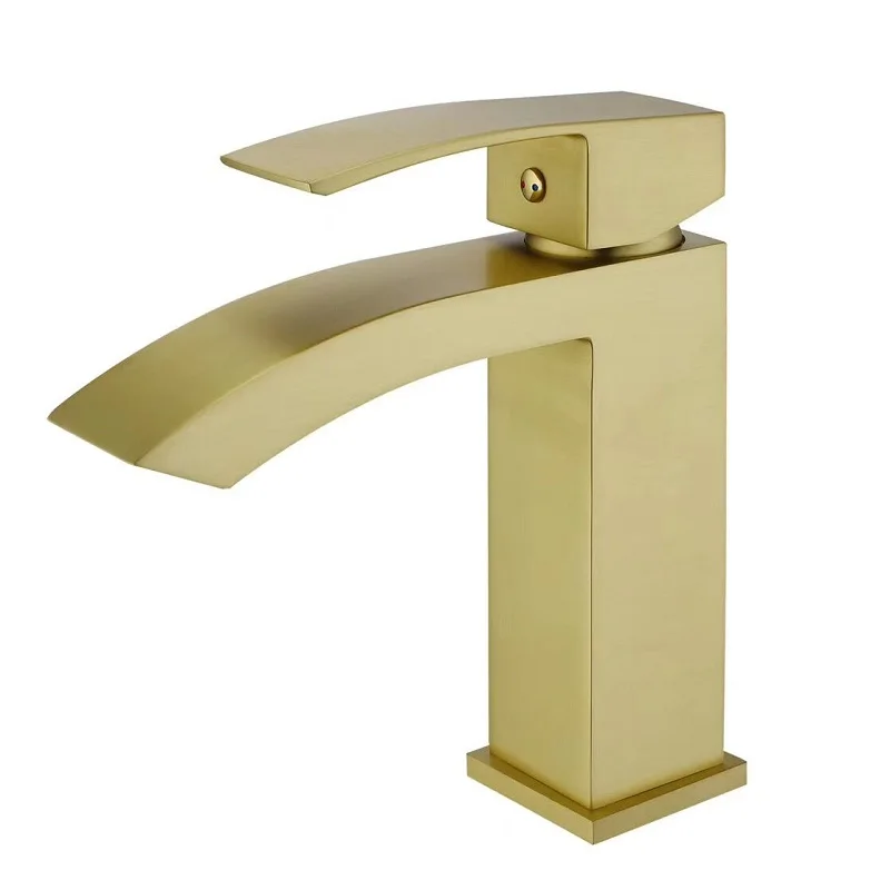 

Brass Bathroom Basin Faucet Waterfall Deck Mounted Cold And Hot Water Mixer Tap Brushed Gold/Brushed Rose Gold/Black