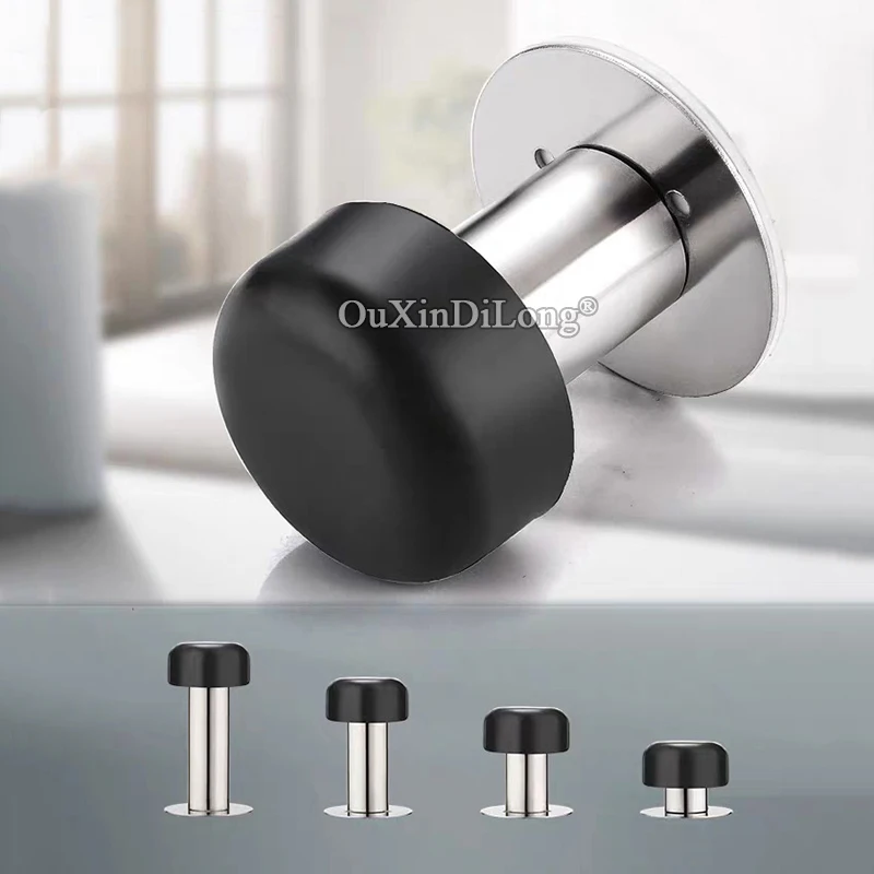 

On Stock 4PCS 304 Stainless Steel Door Stops Stopper Home Office Rubber Anti-collision Door Holder Catch Doorstops