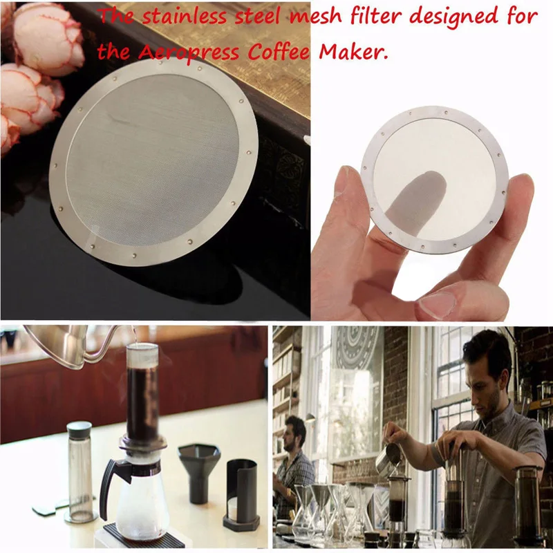 Ultra Fine Metal Coffee Machine Filter Reusable Stainless Steel Mesh For Aeropress Coffe Maker Parts