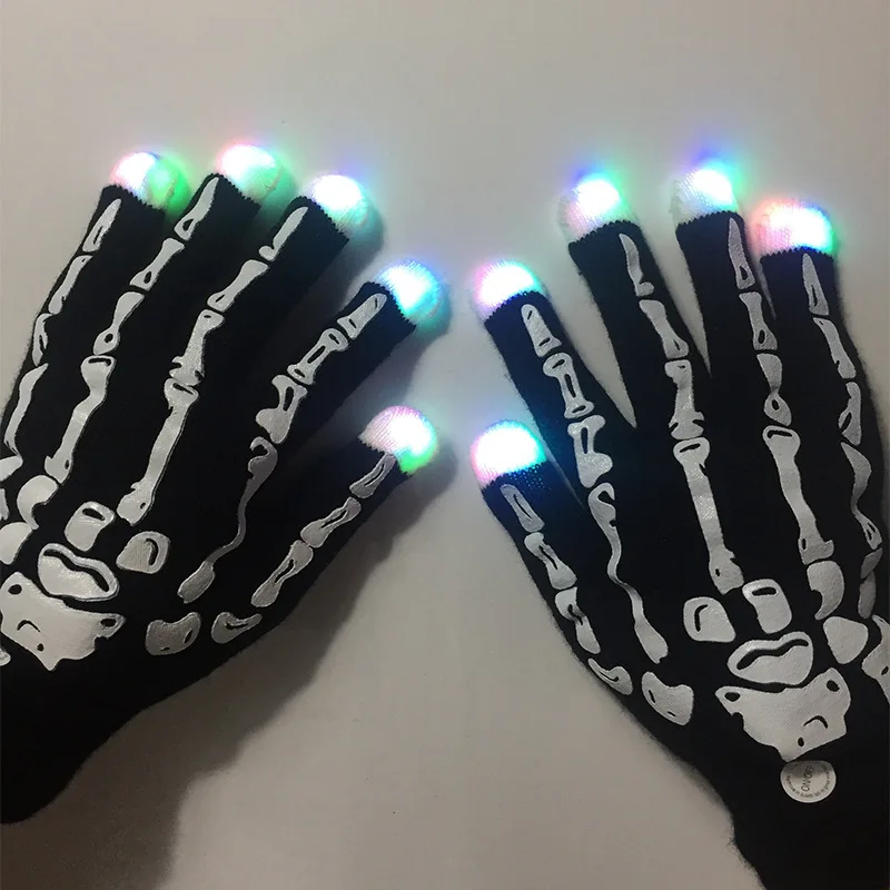 1 pz LED lampeggiante scheletro guanti Glow Light Up Finger Lighting Dance Party Decoration choreografia puntelli natale