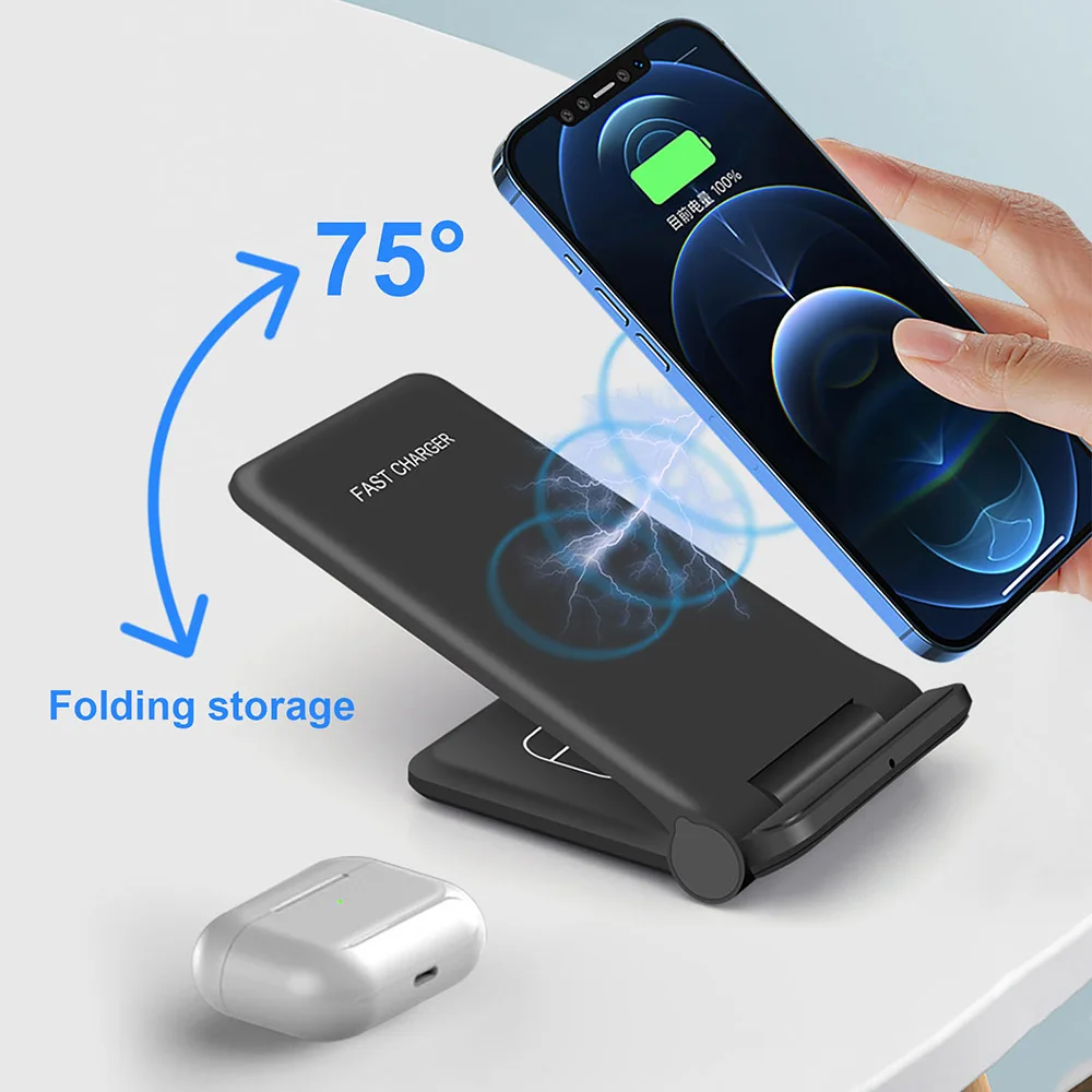 25W 2 in 1 Wireless Charger Dock Station For iPhone 14 13 12 11 XS XR 8 Airpods Pro Foldable Fast Charging Stand For Samsung S22