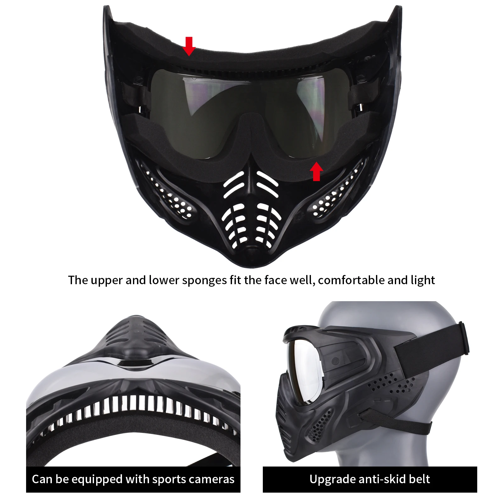 Tactical Mask Anti-Fog PC Lens Military CS Airsoft Shooting Full Face Protective Mask Outdoor Hunting War Games Equipment