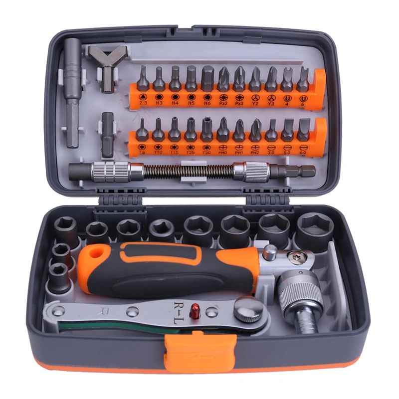 

JUNEFOR 38 In 1 Ratchet Screwdriver Set Car Socket Magnetic Screwdriver Bits Set Multifunctional Automobile Repair Hand Tool Kit