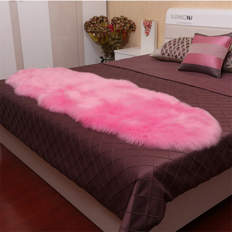 Carpet Bedroom Floor Mat  Rugs Artificial Wool Hairy Carpets Faux Floor Mat Fur  Fluffy Rug Soft Living Room 45*120cm
