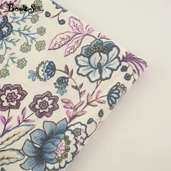 Booksew Tessuto di Lino Cotone Stampato Fiori Che Sbocciano Tissu Tessile Della Casa Cucire Materiale Per Il Sacchetto Tavolo Cortina di Stoffa Decorazione