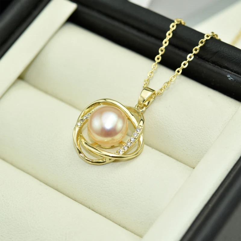 ZHBORUIN Gold Pearl Necklace 925 Sterling Silver Jewelry 100% Real Pearl Simple Choker Necklace Pendant Accessories Wholesale